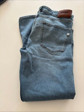 Hugo Boss Men’s Light Blue Slim Jeans with Leather Patch